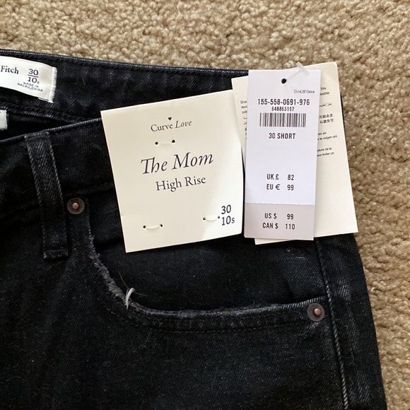 NWT Abercrombie black Curvy mom high rise jeans - Picture 2 of 2
